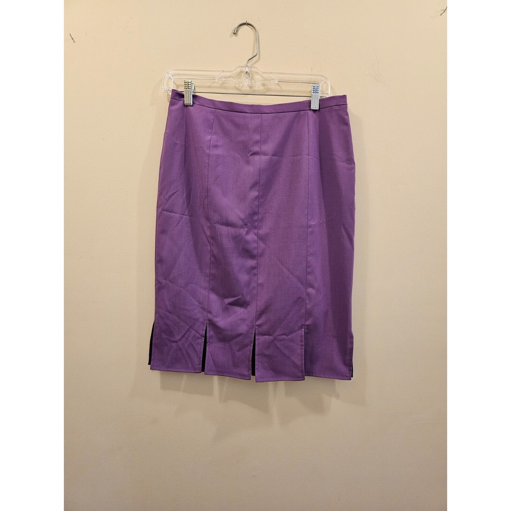 Doncaster Pencil Skirt Womens 6 Purple Wool Blend Lined Kick Pleat M182SK01